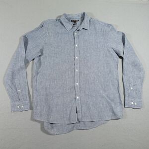 MIchael Kors Shirt Teen XXL Classic Fit Linen Blue‎ Long Sleeve Costal Summer